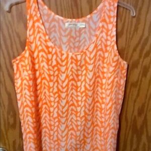 Vibrant Orange and White Sleeveless Top